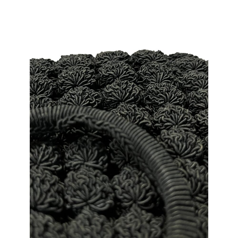 Vintage Black Crocheted Popcorn Stitch Handbag Small Purse Mid Century Used - Picture 14 of 16